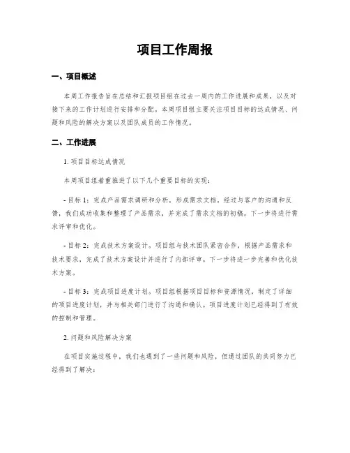 项目工作周报