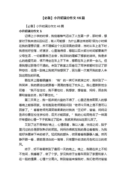 【必备】小升初满分作文锦集10篇