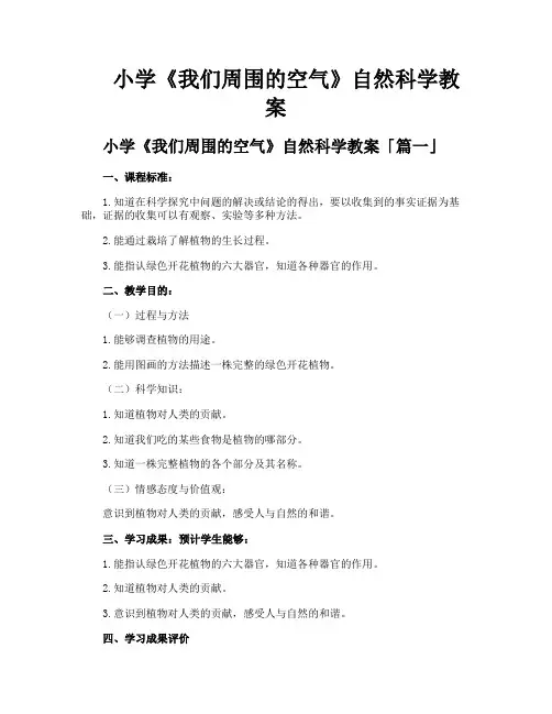 小学《我们周围的空气》自然科学教案