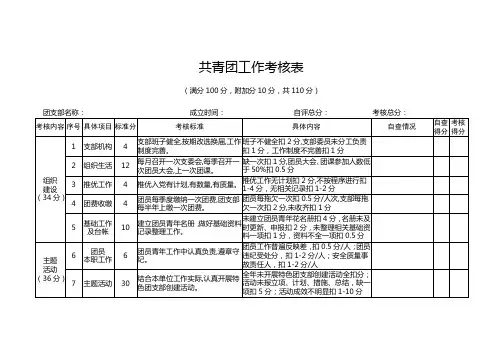 共青团工作考核表