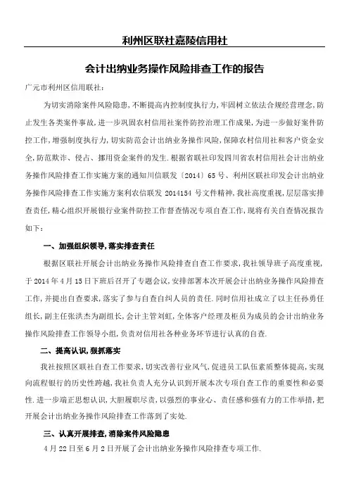 会计出纳排查自查报告