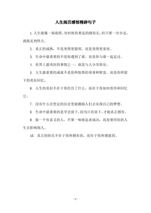 人生阅历感悟精辟句子