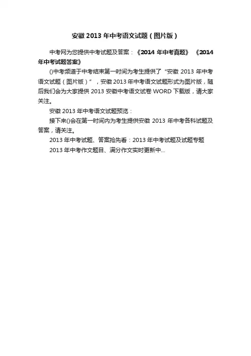 安徽2013年中考语文试题（图片版）
