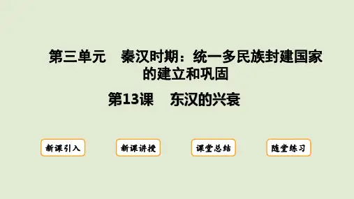 2024秋新统编版七年级历史上册教学课件第13课 东汉的兴衰