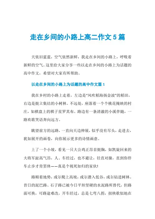 走在乡间的小路上高二作文5篇