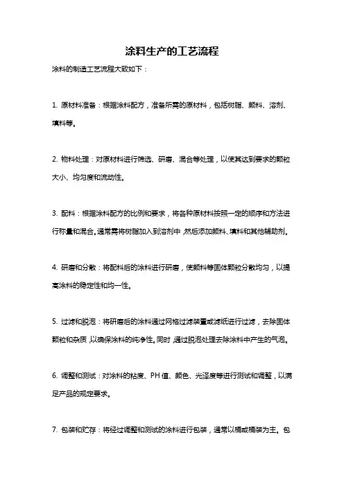 涂料生产的工艺流程