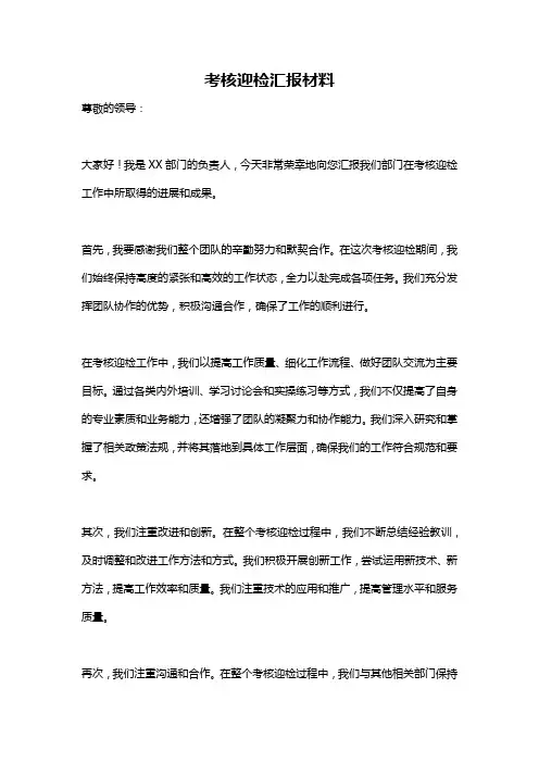考核迎检汇报材料