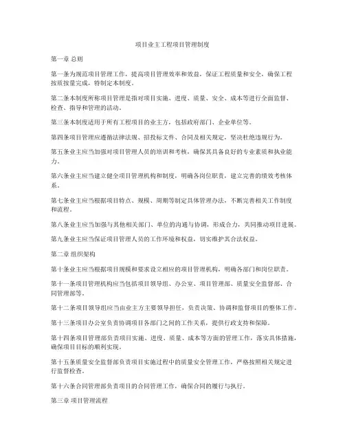 项目业主工程项目管理制度