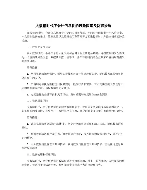 大数据时代下会计信息化的风险因素及防范措施