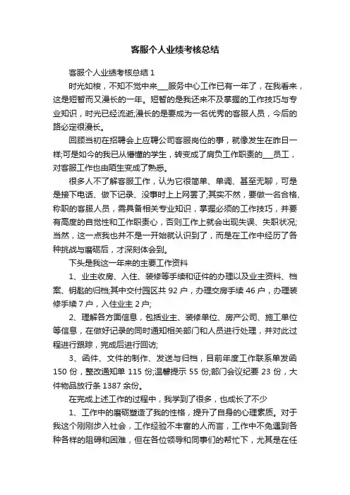 客服个人业绩考核总结