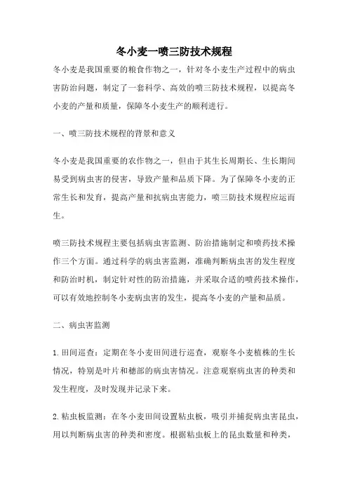 冬小麦一喷三防技术规程