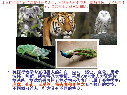 性格测试考拉孔雀老虎猫头鹰专业知识讲座