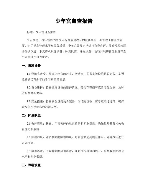 少年宫自查报告