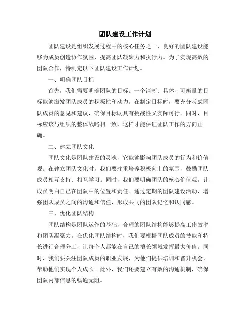 团队建设工作计划