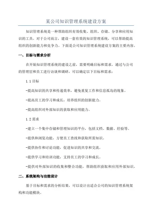 某公司知识管理系统建设方案