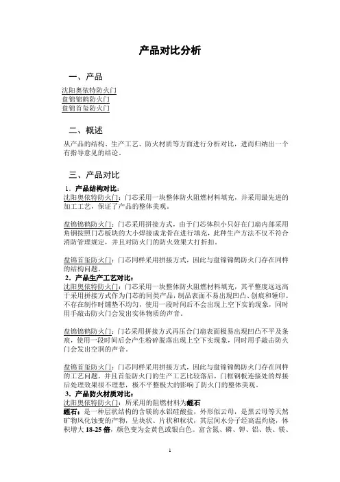 产品对比分析
