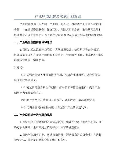 产业联盟组建及实施计划方案