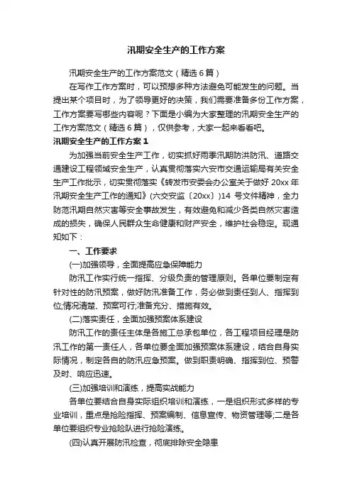 汛期安全生产的工作方案
