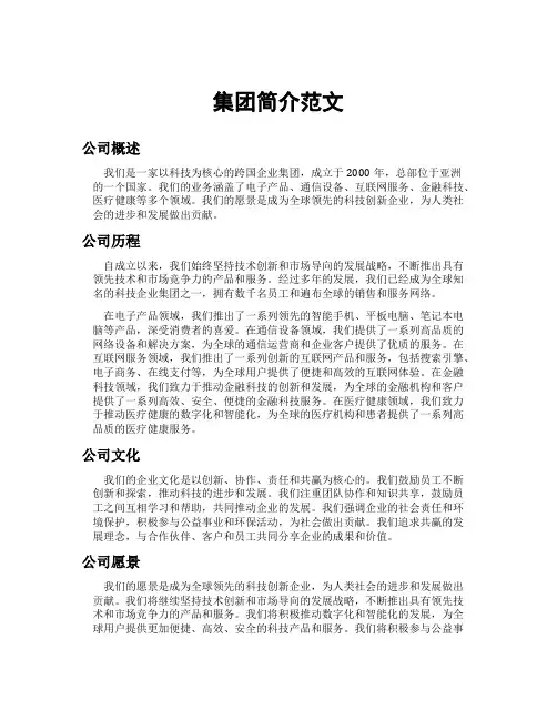 集团简介范文