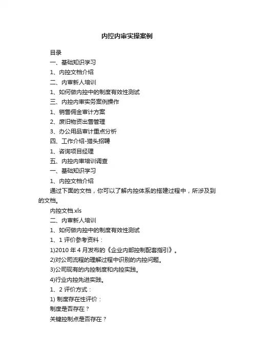内控内审实操案例