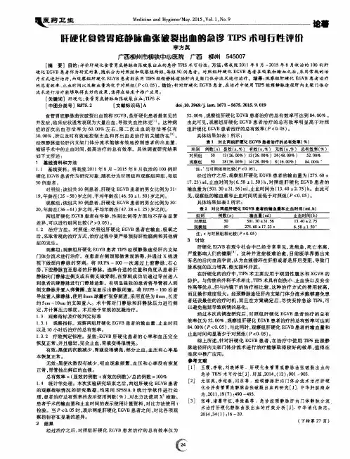 肝硬化食管胃底静脉曲张破裂出血的急诊TIPS术可行性评价