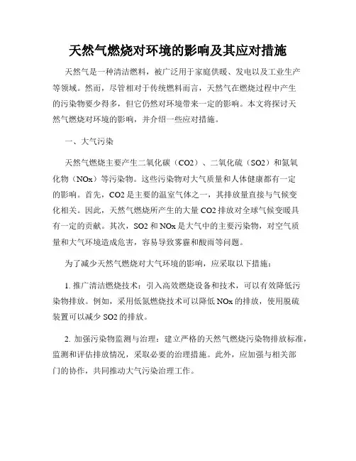 天然气燃烧对环境的影响及其应对措施