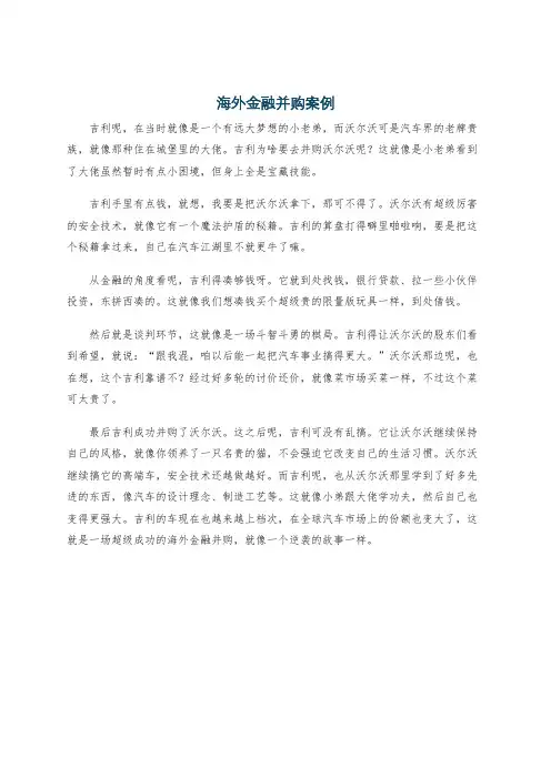 海外金融并购案例