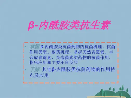 β内酰胺类抗生素(共37张PPT)