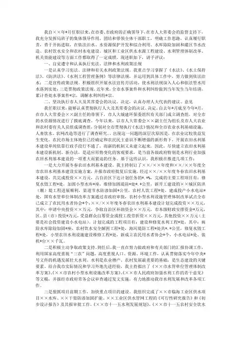 市水利局局长述职报告