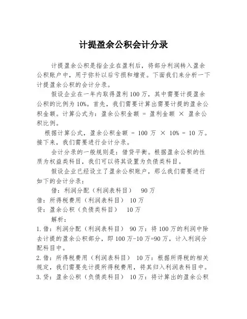 计提盈余公积会计分录