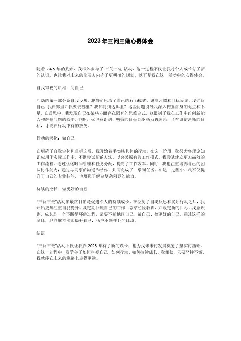 2023年三问三做心得体会