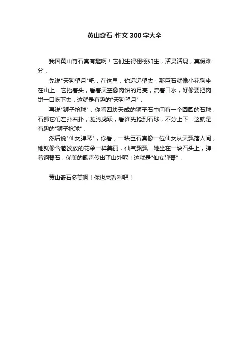黄山奇石-作文300字大全