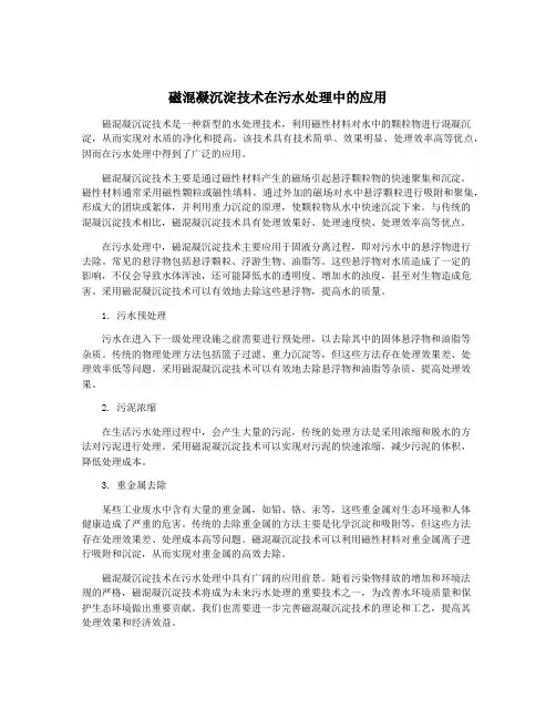 磁混凝沉淀技术在污水处理中的应用
