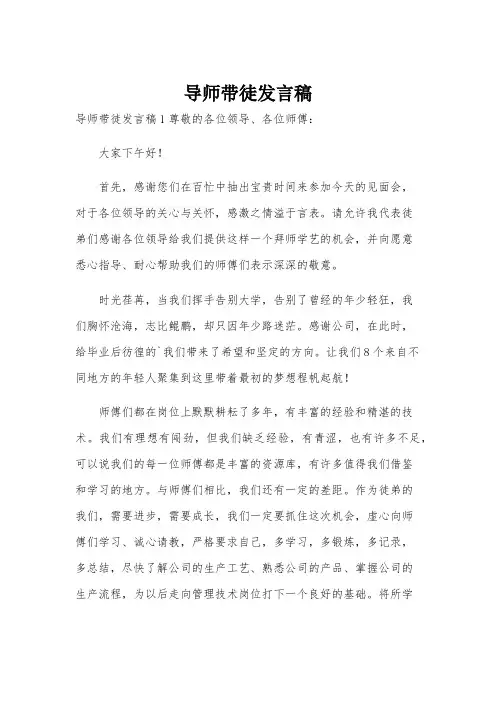 导师带徒发言稿