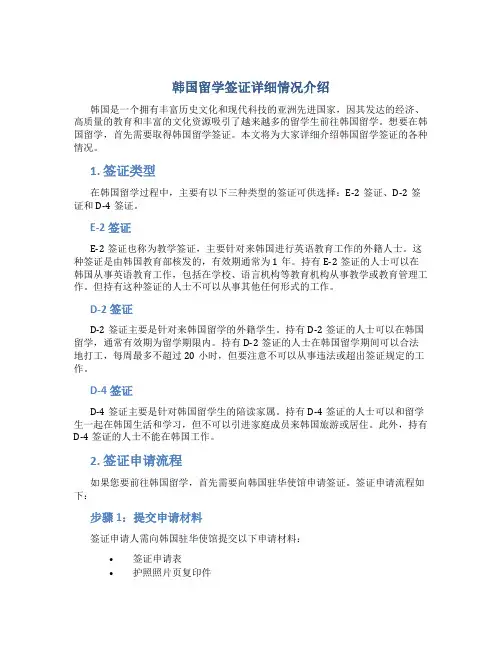 韩国留学签证详细情况介绍