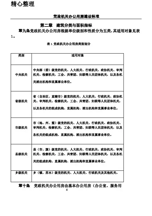 党政机关办公用房建设标准