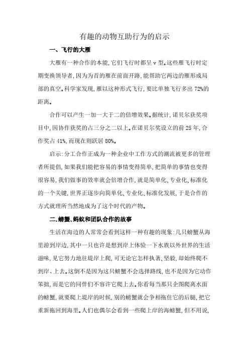 有趣的动物互助行为的启示