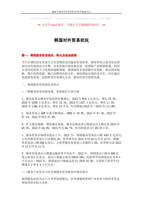 2019年韩国对外贸易状况-优秀word范文 (14页)
