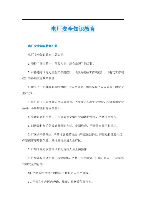 电厂安全知识教育