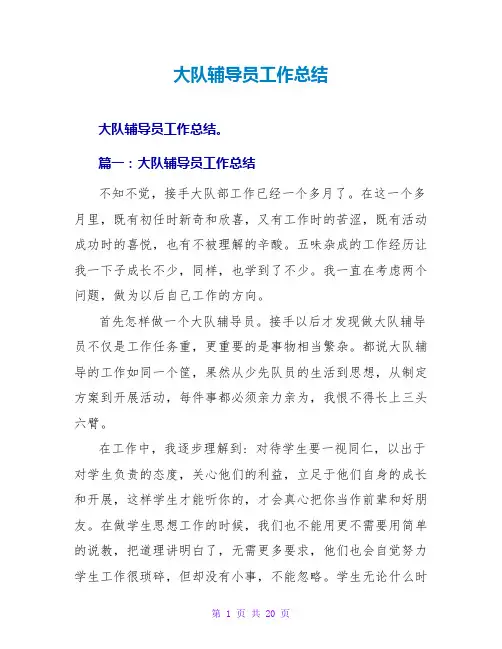 大队辅导员工作总结