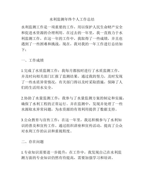 水利监测年终个人工作总结