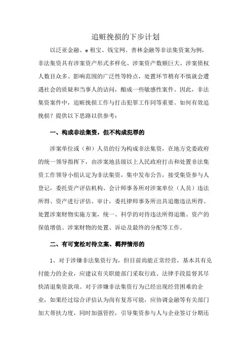 追赃挽损的下步计划
