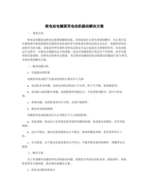 核电站电辅泵用电动机振动解决方案