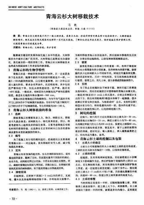 青海云杉大树移栽技术