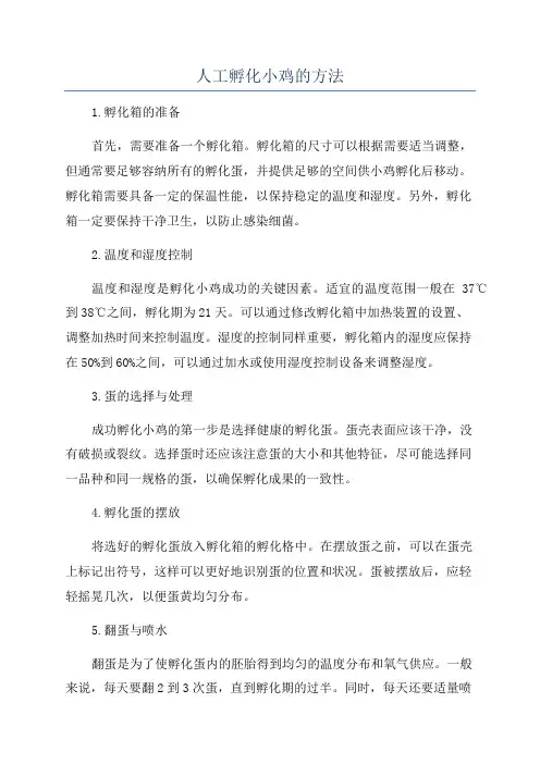 人工孵化小鸡的方法