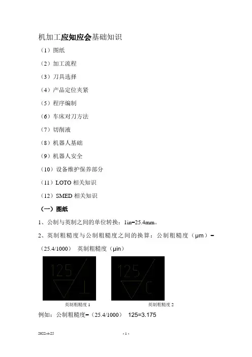机加工应知应会基础知识