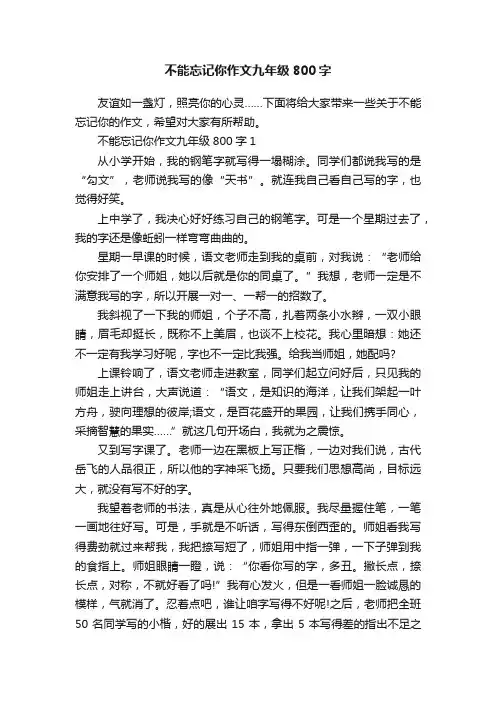 不能忘记你作文九年级800字