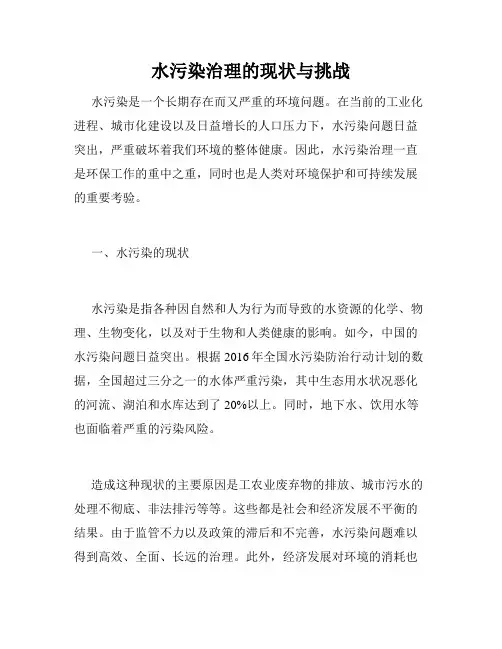 水污染治理的现状与挑战