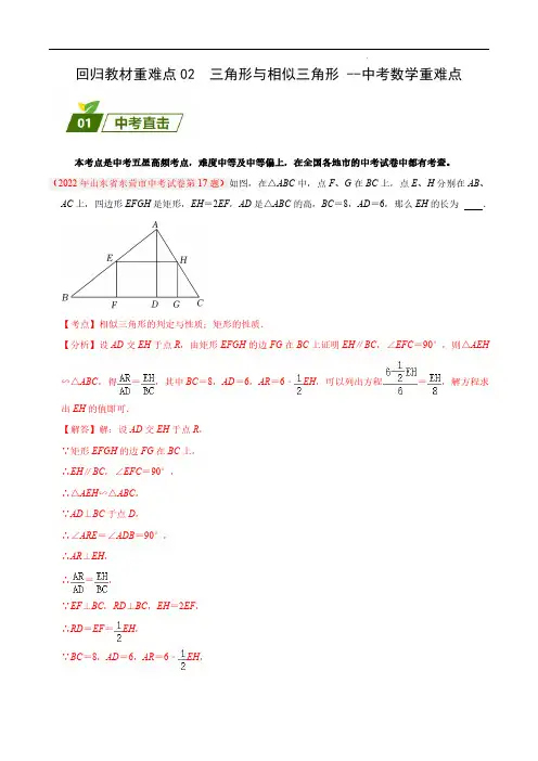 三角形与相似三角形(解析版)--中考数学重难点