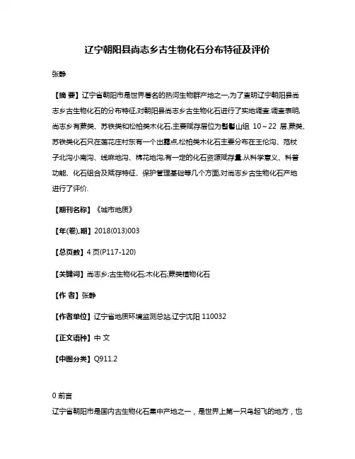 辽宁朝阳县尚志乡古生物化石分布特征及评价